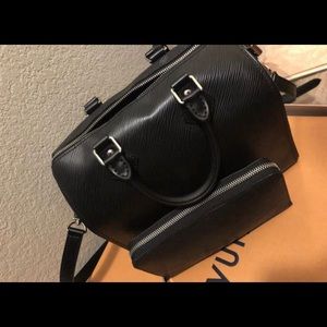 Louis Vuitton speedy epi noir & matching wallet